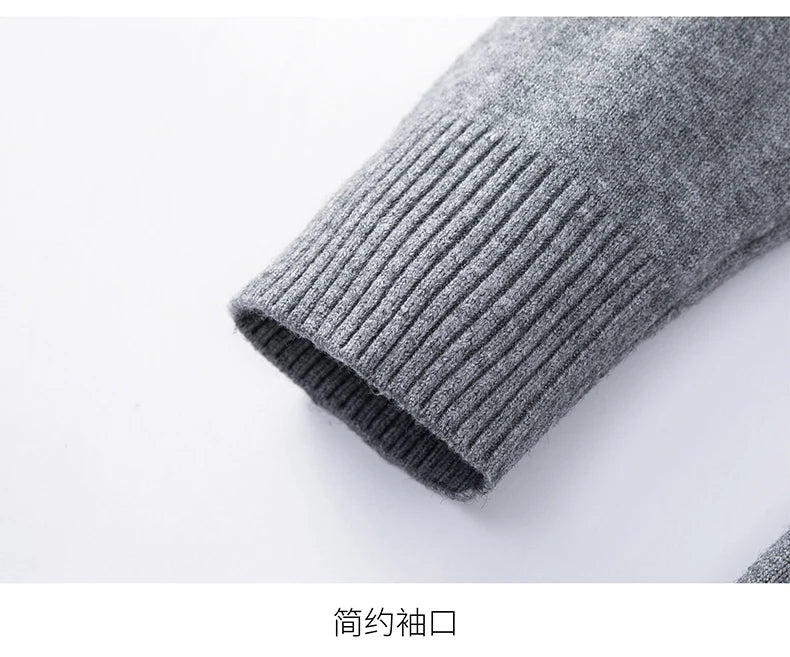 Men's Sweater Fashion Solid Color Warm Sweater Business Casual Heart Neckline Sweater Pullover Men
