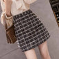 Tweed Skirts for Women Solid High Waist Slimming Skirts Autumn Spring 2025 Buttons Double Breasted Tweed Wool Mini Skirt
