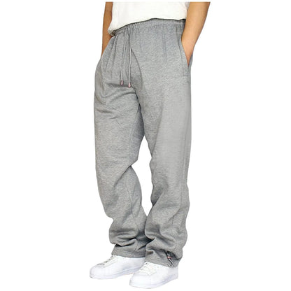 Black Plain Sweatpants Straight Leisure Workout Trousers Bottoms Baggy Men's Autumn Winter Trousers Sportswear Pantalone's