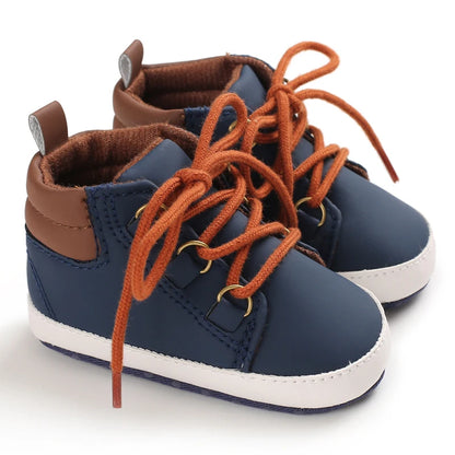 Lucky Blue Newborn Infant Toddler Boy Girl Casual Breathable Soft Cloth Bottom  Anti-slip PU Leather First Walkers Canvas Shoes