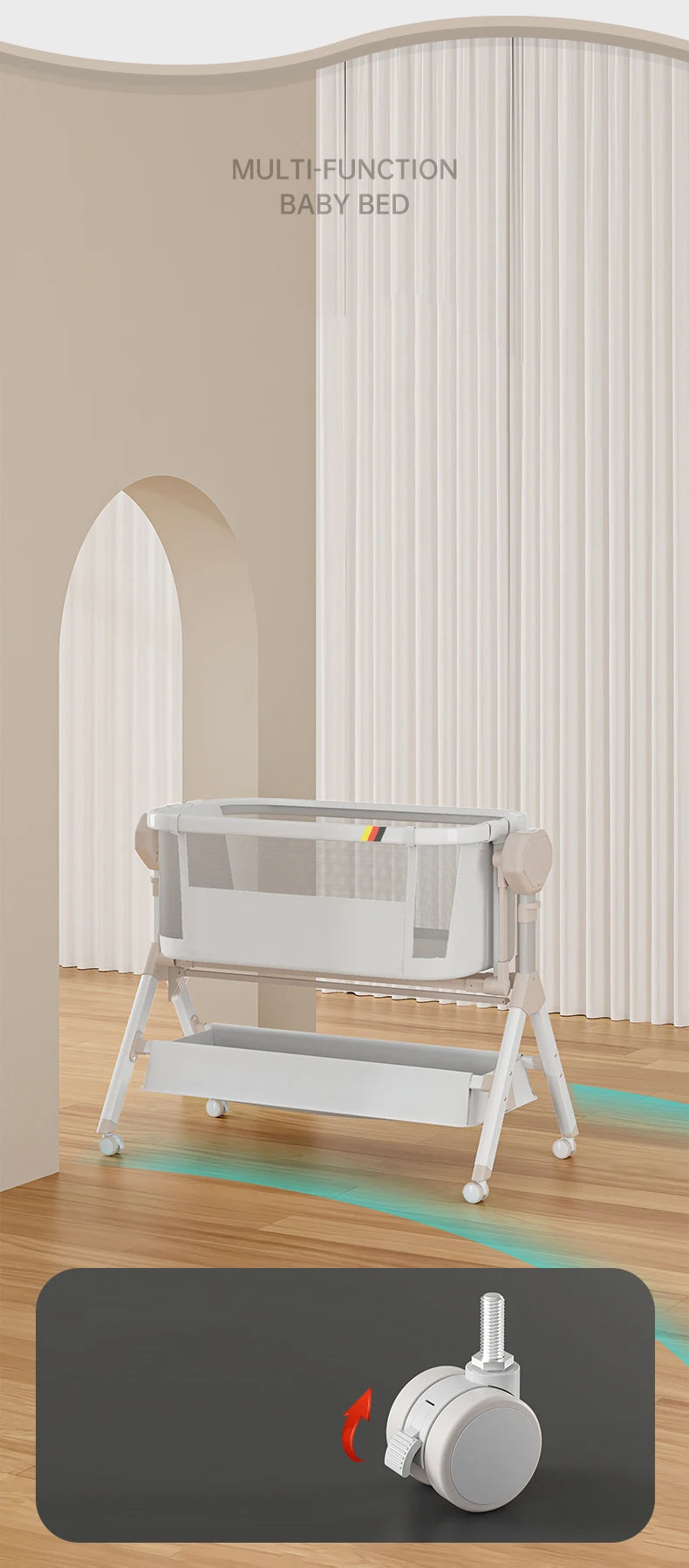 Folding cribs Baby bed Switch large bed Multifunctional infants and young children to move new baby bed