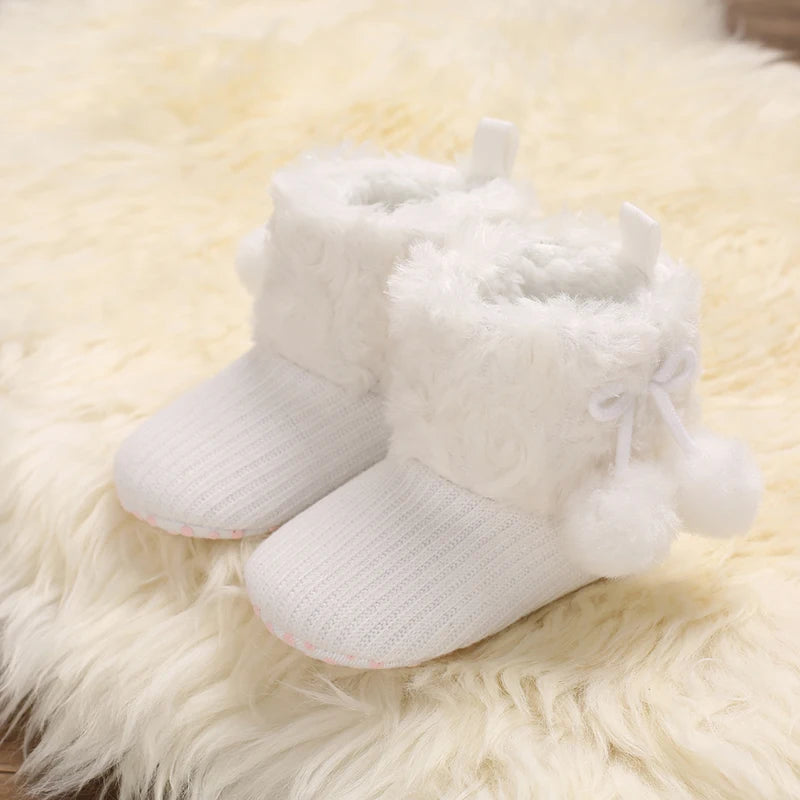 Autumn and Winter Baby Plush Thick Warm Cotton Shoes 0-18 Months Soft Soled Comfortable Non Slip Boots