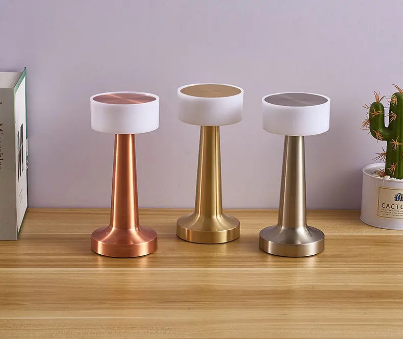 LED Table Lamp Retro Bar Coffee Table Lamp Rechargeable Touch Sensor Wireless Night Light Restaurant Living Room Decor Light