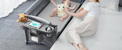 4 in 1 Baby Bassinet, Pack and Play, Bedside Crib Sleeper, Diaper Changer - Comes with Mattress, Mosquito Net Bottom Storage