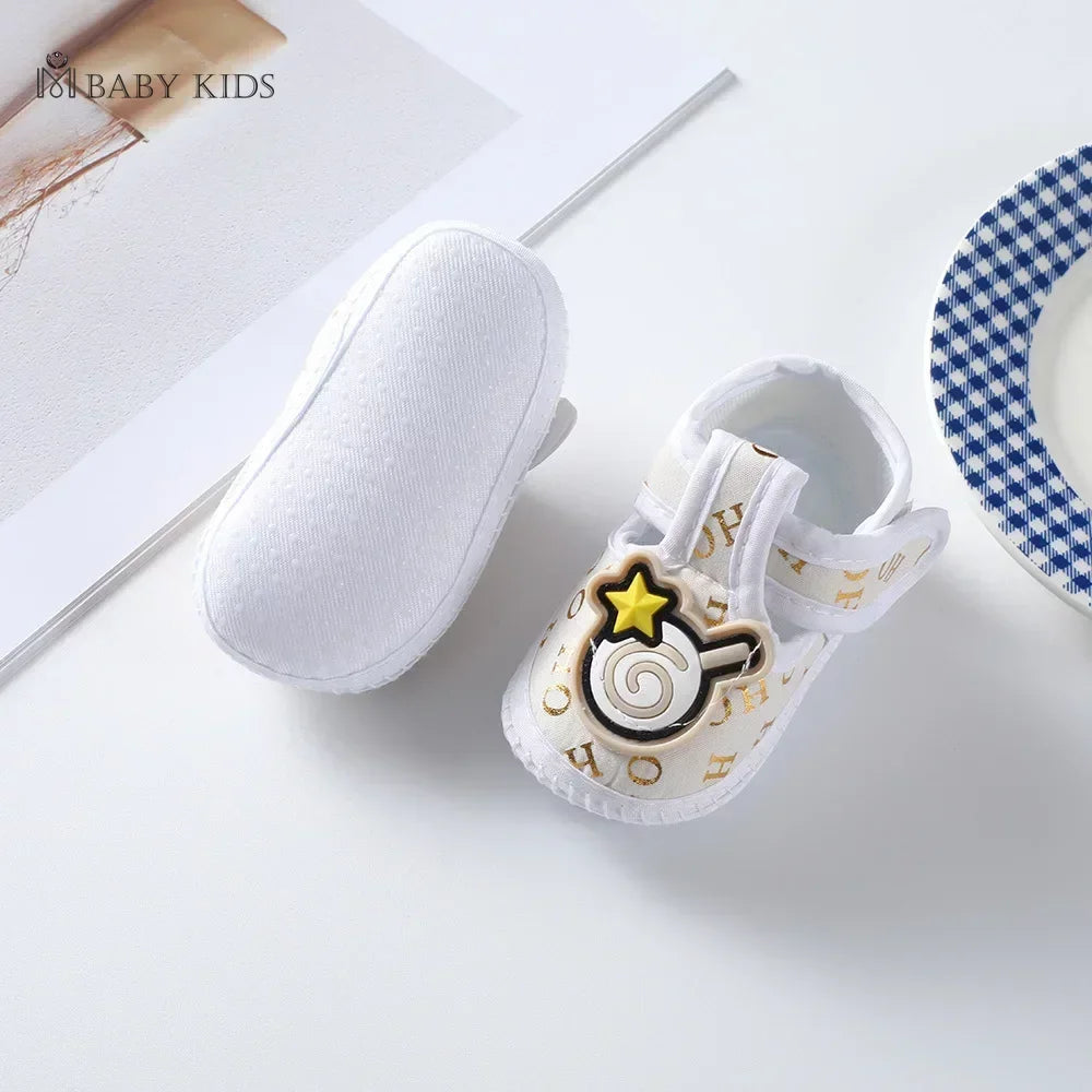 Cotton Newborn Baby Shoes Cartoon Pattern First Walkers for Girl Boy Plaid Soft Sole Walking Sandals 0-12month