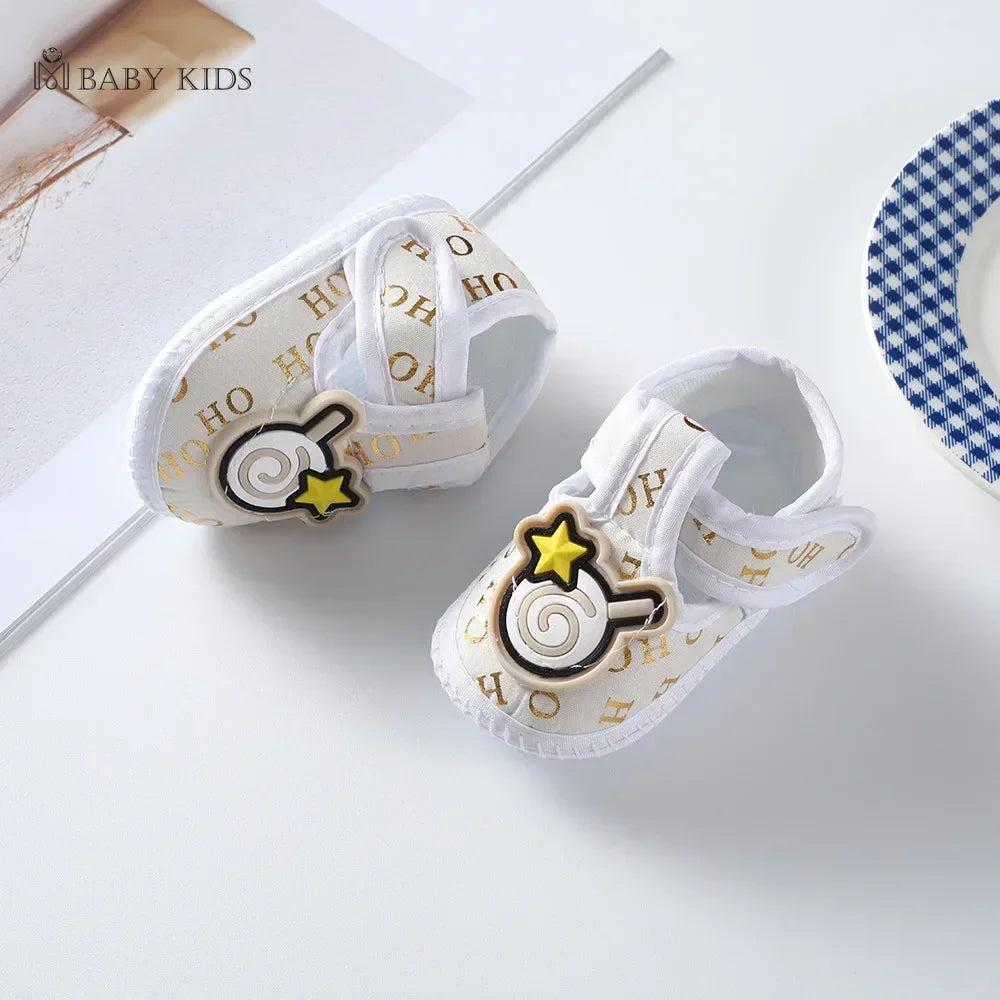 Cotton Newborn Baby Shoes Cartoon Pattern First Walkers for Girl Boy Plaid Soft Sole Walking Sandals 0-12month