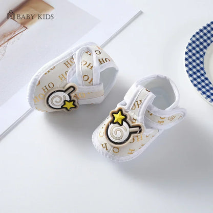 Cotton Newborn Baby Shoes Cartoon Pattern First Walkers for Girl Boy Plaid Soft Sole Walking Sandals 0-12month