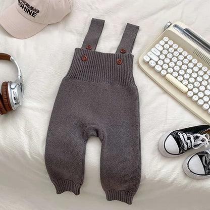 2025 New Autumn Infant Baby Knitted Jumpsuit Overalls Toddler Baby Boys Girl Trousers Knitted Solid Color Newborn Baby Pants
