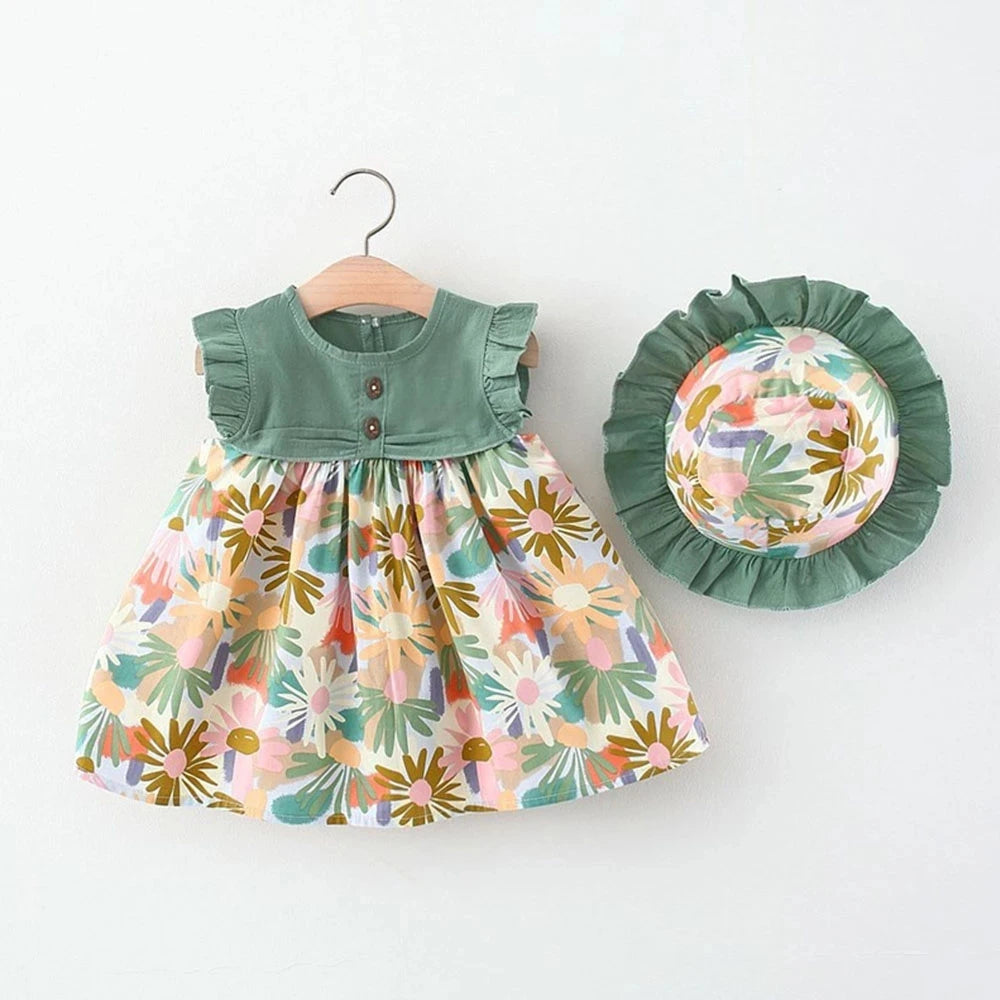 2025 Girls Cute Summer Sleeveless Dress Girl 2Pieces Sets Short Pants + Dress Set Stripe Patten for Baby 6-24M