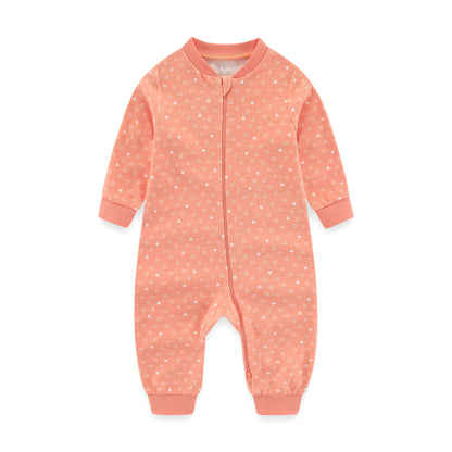 Newborn Baby 2-way Zipper Romper Cotton One-piece suit 0-24 Months Long Sleeve Newborn Baby Pajamas Comfortable Breathable