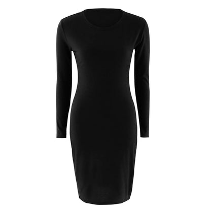 Sexy Elegant Dress Short and Long Sleeve Solid Color Midi Bodycon Dress Women Skinny Slim Pencil Dress Club Party Vestidos