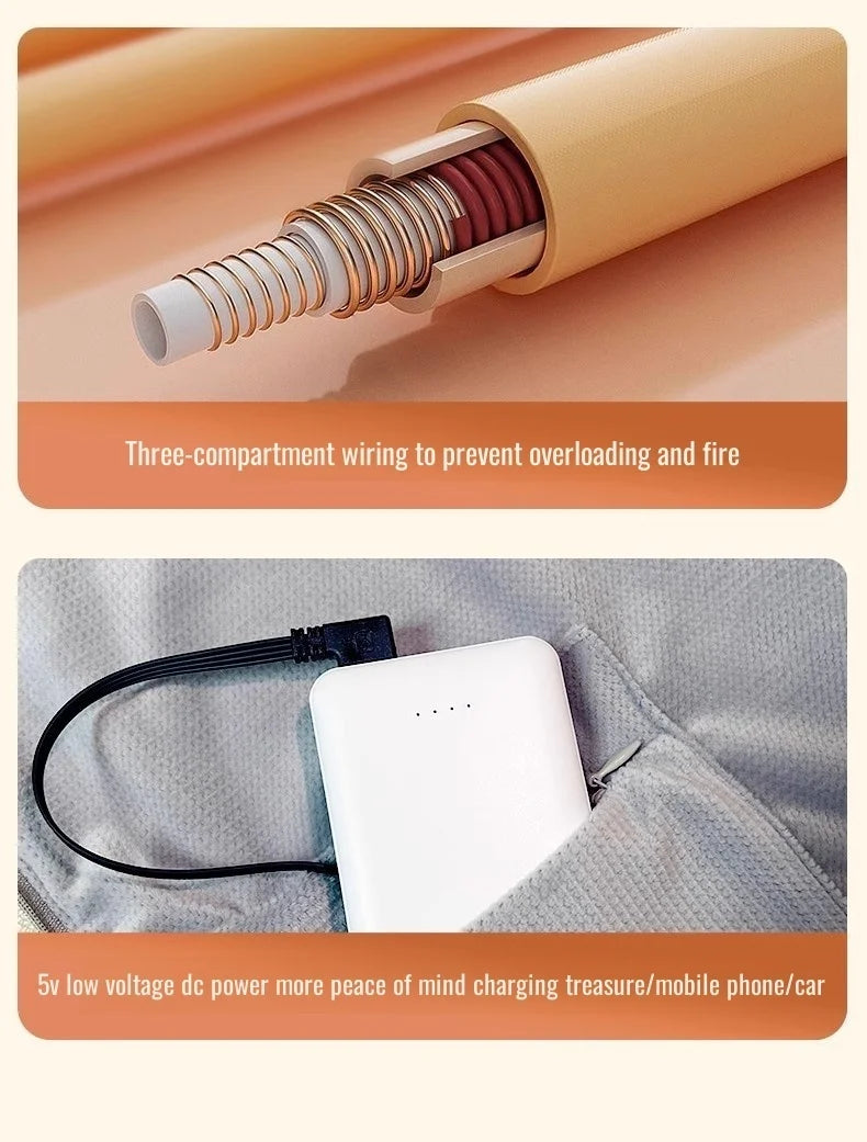 Electric Blanket Heated Shawl USB Warming Blanket Portable Washable Graphene Heating Blanket for Winter