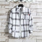 Spring New Korean Style Plaid Shirts Men's Handsome Long-sleeved Loose Casual All-matching Shirt Coats 2025 Trend Men's Clothing