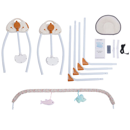 Electric Baby Cradle Auto Swing Rocker Cot Infant Sleeping Bed Swing Crib Kit Timer +Bluetooth Music +Mat +Pillow 5Gears Adjustable