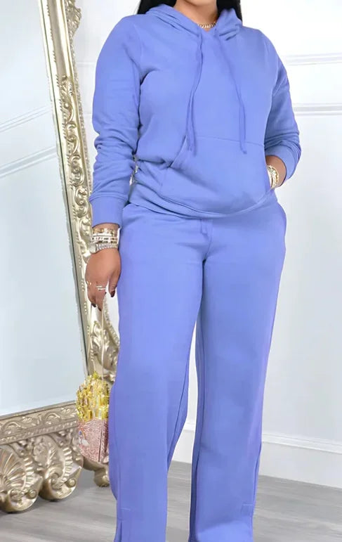 Women Sport Two Piece Outfit Winter Casual 2 Piece Set Hoodies Tops Wide Leg Pants Set Women Tracksuit