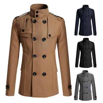 Fabulous  Winter Jacket Woolen Streetwear Men Jacket Button Decoration Warm Men Coat for Daily Wear