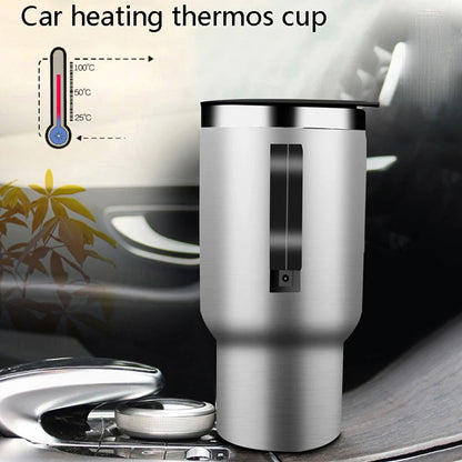 12V 450ml Steel Vehicle Heating Cup Electric Heating Car Kettle Coffee Heated Mug USB Heating Car Coffee Mug Thermos Cup