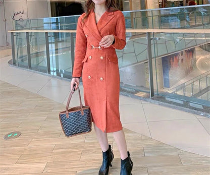 Office Lady Sexy Slim Blazer Dress Women Spring Korean Notched Collar Split Evening Party Dresses Elegant Midi Vestido De Fiest