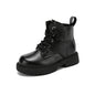 Kid's Winter Cotton Boots Plus Velvet Thickening Water Proof Retro Black Trendy All-match Leather Casual Boys Girls Ankle Boot
