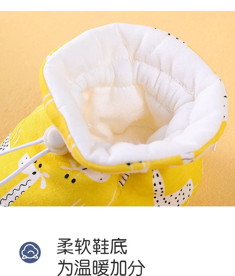 Newborn Baby Shoes for Boys Girls Winter Warm Thicken Plush Toddler Shoes Soft Sole Kids Short Booties Infant First Walker