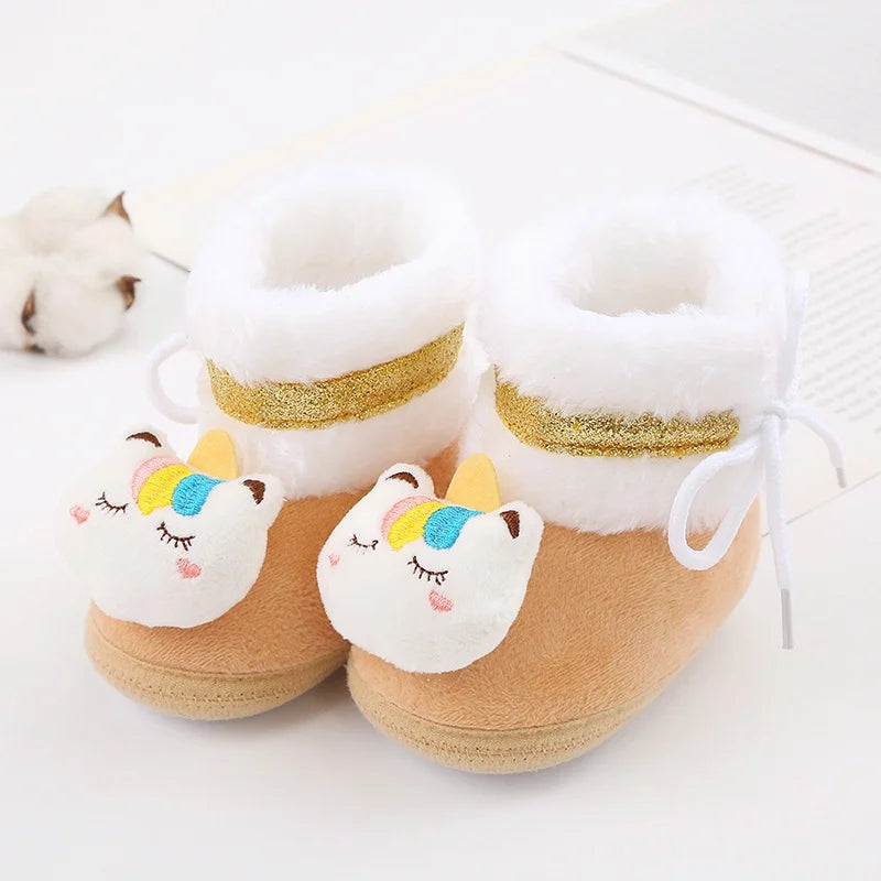 Baywell Baby Boots Newborn Winter Plush Snow Booties for Infant Boys Girls Soft Comfortable Lace Up Warming Shoes