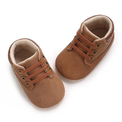 Fashionable 0-18M Boys and Girls' Shoes Classic Solid Color Leather Bottom Anti slip Preschool First Step Casual Sports Shoes