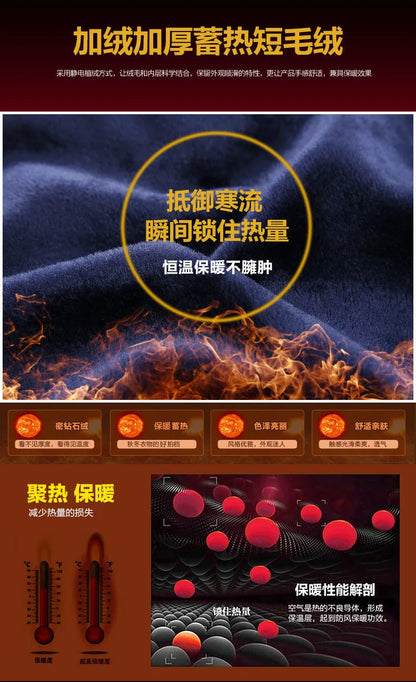 2025 Men's Autumn Winter Casual Fleece Plaid Shirt Fashion Soft Warm Turn Down Collar Long Sleeve Shirt Male High-Quality Tops