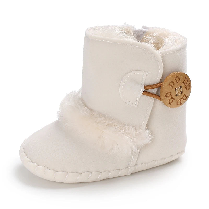 2025 Baby Autumn Winter Boots Baby Girl Boys Winter Warm Shoes Solid Fashion Toddler Fuzzy Balls First Walkers Kid Shoes 0-18M