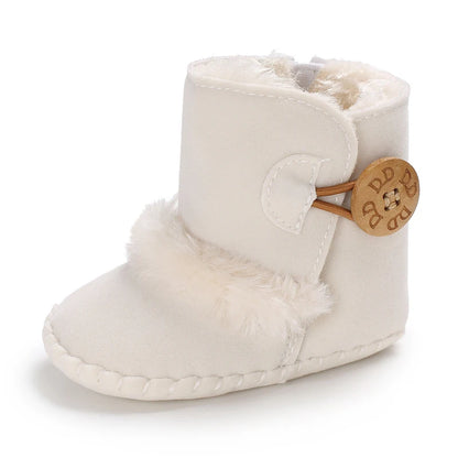 2025 Baby Autumn Winter Boots Baby Girl Boys Winter Warm Shoes Solid Fashion Toddler Fuzzy Balls First Walkers Kid Shoes 0-18M
