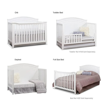 Classic 4-in-1 Convertible Crib, Made of Wood, Non-Toxic Finish, Wooden Baby Bed, Toddler Bed, Child’s Daybed and Full-Size Bed,