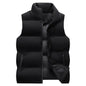 Men Waistcoat Thick Padded Cotton Vest Windproof Sleeveless Winter Outerwear Neck Zipper Cardigan Men Winter Coat