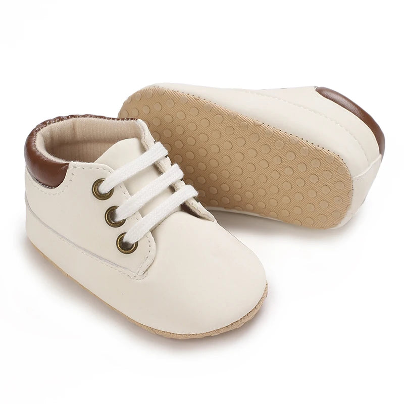 Fashionable 0-18M Boys and Girls' Shoes Classic Solid Color Leather Bottom Anti slip Preschool First Step Casual Sports Shoes