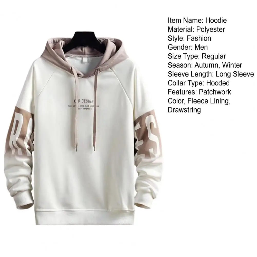 Pullover Sweatshirt Breathable Winter Hooded Plush Lining Men Sweatshirt Thick Skin-Touch Pullover Hoodie Daily Clothing