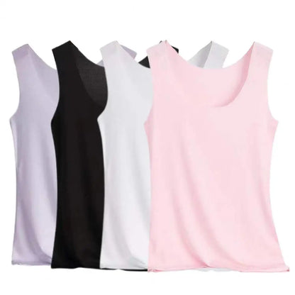 Summer Women Tank Tops Camisole Seamless Stretchy Slim-fitting Off Shoulder T-shirt Female Thin Breathable Shirts Undershirt