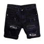 Summer Men Ripped Patchwork Denim Shorts Straight Button Zipper Pockets Shorts Knee-Length Denim Short Pants