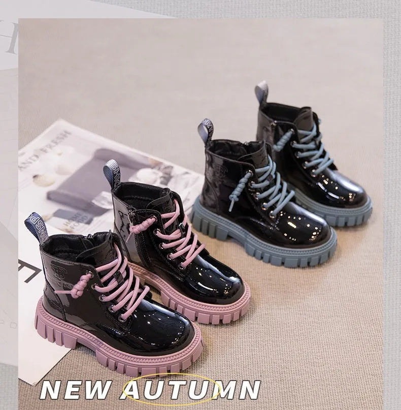 Fashion Kids Boots Girls British Style Children's Ankle Boots Autumn Winter Warm Waterproof Boys Boots 3-15 Years Old Snow Boots