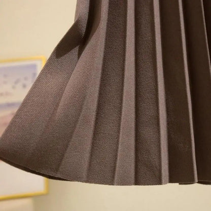 High Waist Pleated Skirt Elegant Women's Maxi Skirt with Elastic High Waist A-line Design Pleated Large Hem Solid Color for Work