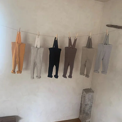 2025 Autumn New Baby Solid Leggings Toddler Boy Pp Pants Cotton Infant Girl Overalls Kids Casual Trousers Baby Strap Leggings