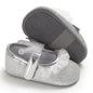 Cute 0-18M Spring Newborn Silver Baby Shoes Non Slip Cloth Bottom Girl Shoes Elegant Breathable Casual Baby First Walking Shoes