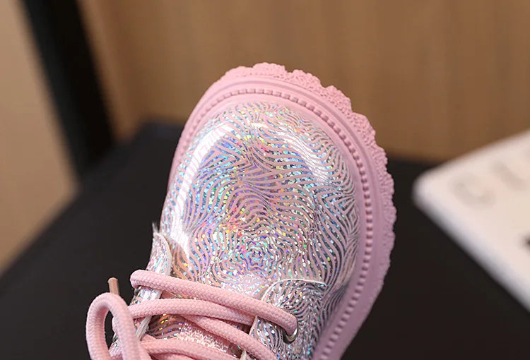 Kids Shoes Boots for Girl Spring Autumn New Toddlers Leather Boots Fashion Glossy Children's Platform Ankle Boots Side Zipper