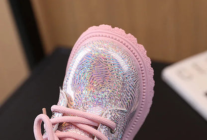 Kids Shoes Boots for Girl Spring Autumn New Toddlers Leather Boots Fashion Glossy Children's Platform Ankle Boots Side Zipper