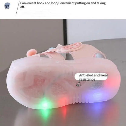 Little Duck Light-up LED Sandals for First Walker Anti-kick Baby Shoes for 0-3 Years Old Pre walker Soft Sole Cartoon for Girl
