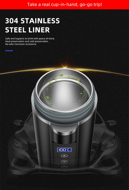 450ml Smart Car Heated Mug 12V24V Pop-up Lid Touch Screen Temperature Control Stainless Steel Portable Travel Thermal Coffee Mug