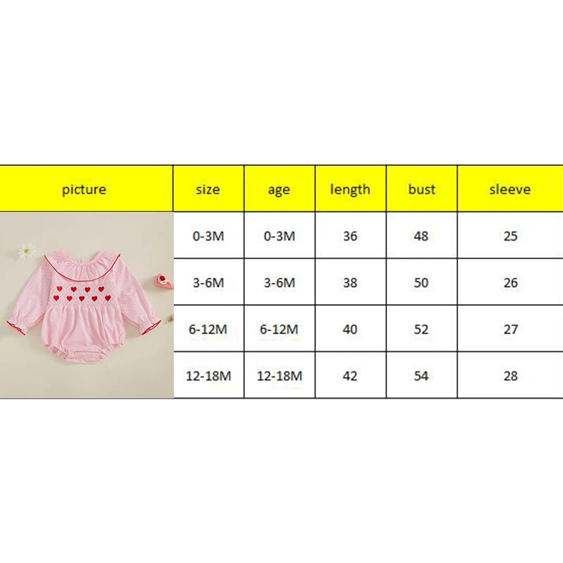 My First Valentines Day Baby Girl Outfit Newborn Heart Smocked Bubble Romper Bodysuit Cute Valentines Day Clothes