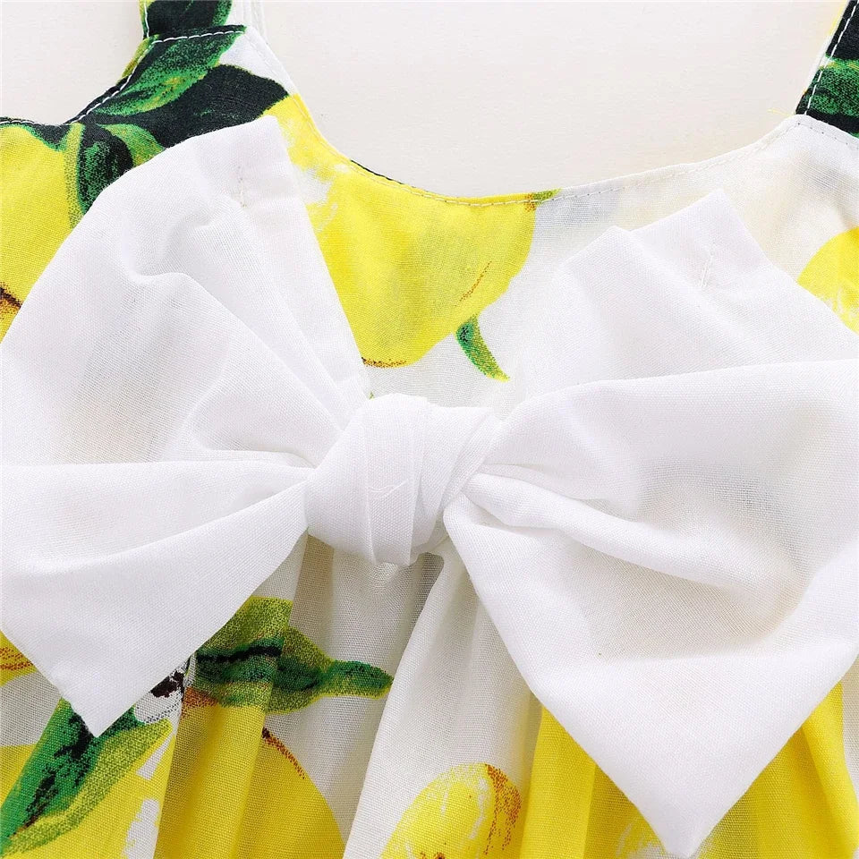 New Cute Printed Sleeveless Newborn Princess Dress Summer Baby Girl Dress Big Bow Baby Girl Birthday Dress Baby Girl Clothes