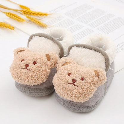 Winter Newborn Baby Boots Shoes Cute Cartoon Boy Girl Toddler Plush Snow Booties Warm Infant Crib Shoes Infant First Walkers