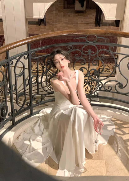 French Elegant Ruffles White Midi Dresses 2025 Summer New Evening Party Women Clothes Fashion Sundress Birthday Ladies Dress