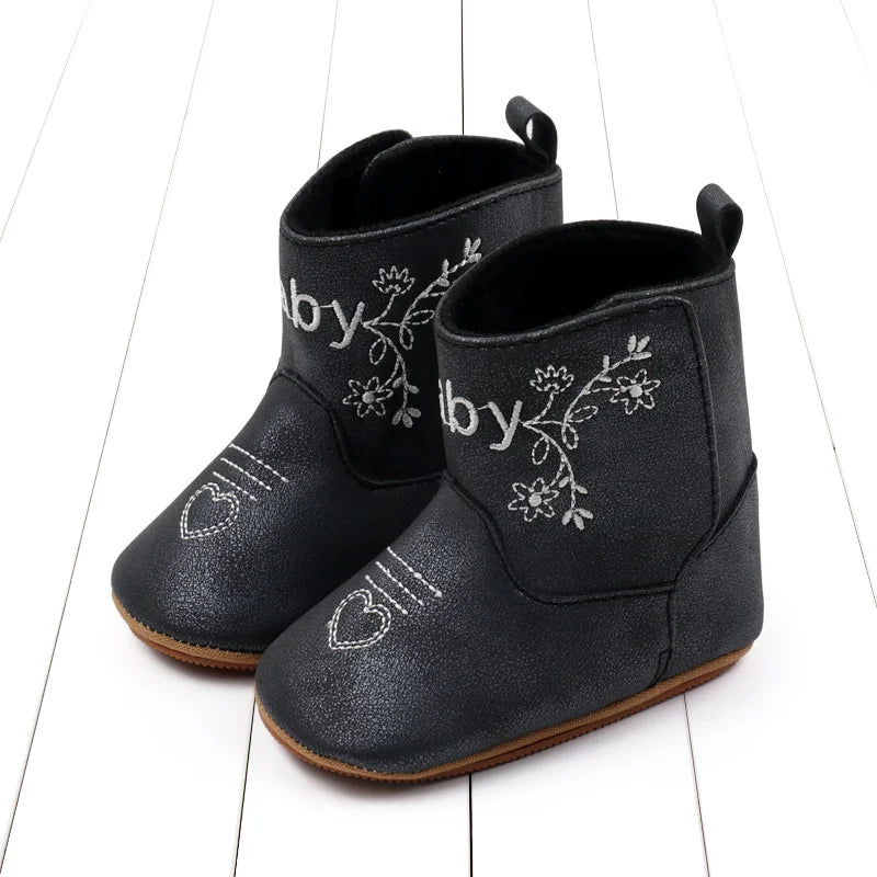 Baby Boots Made Of Soft PU and High-quality Cotton 2024 New Autumn and Winter Short Boots With Rubber Soles and Anti Slip Baby