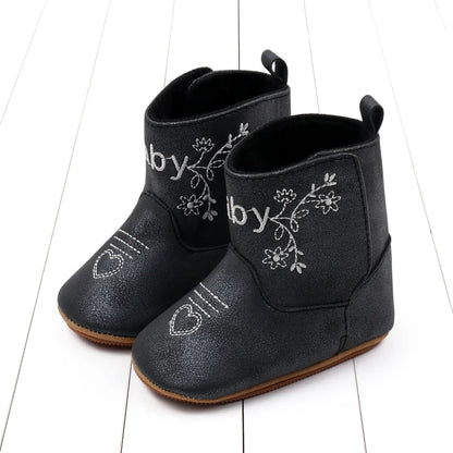 Baby Boots Made Of Soft PU and High-quality Cotton 2024 New Autumn and Winter Short Boots With Rubber Soles and Anti Slip Baby