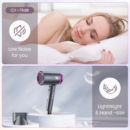 SEJOY Ionic Hair Dryers LED Display Anion Technology Portable Lightweight Blow Dryer Airflow Salon